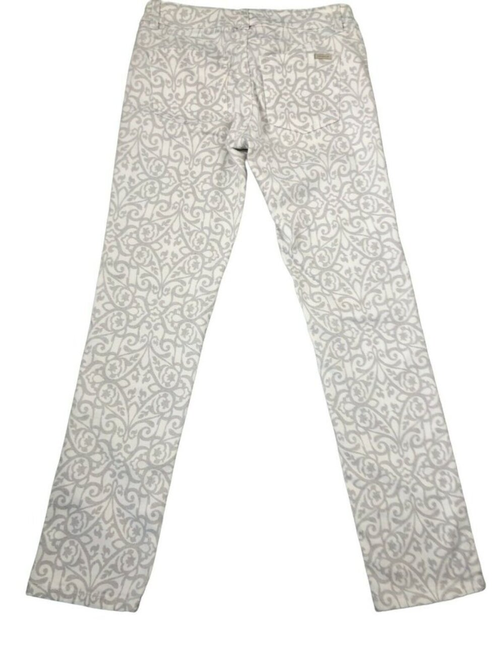 White House Black Market Pants Womens 2R Gray Paisley Slim Ankle Fit Rhinestones - Picture 5 of 10
